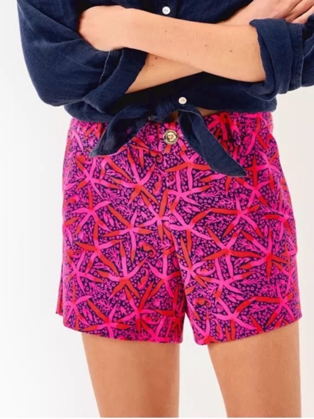 Lilly Pulitzer 5” Callahan Knit Short Passion Fruit Pink Star Searching